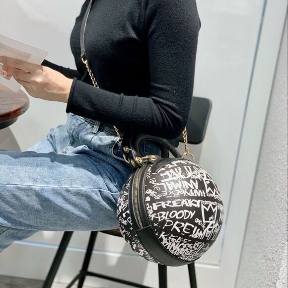 Graffiti Basketball Shape Clutch Model 1 - Picture 3 of 14